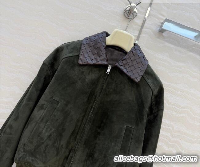Chic Discount Bottega Veneta Suede Lambskin Leather Jacket BV032504 Green 2026