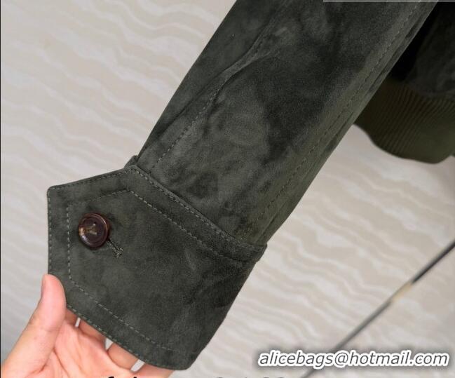 Chic Discount Bottega Veneta Suede Lambskin Leather Jacket BV032504 Green 2026