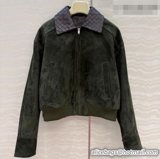 Chic Discount Bottega Veneta Suede Lambskin Leather Jacket BV032504 Green 2026