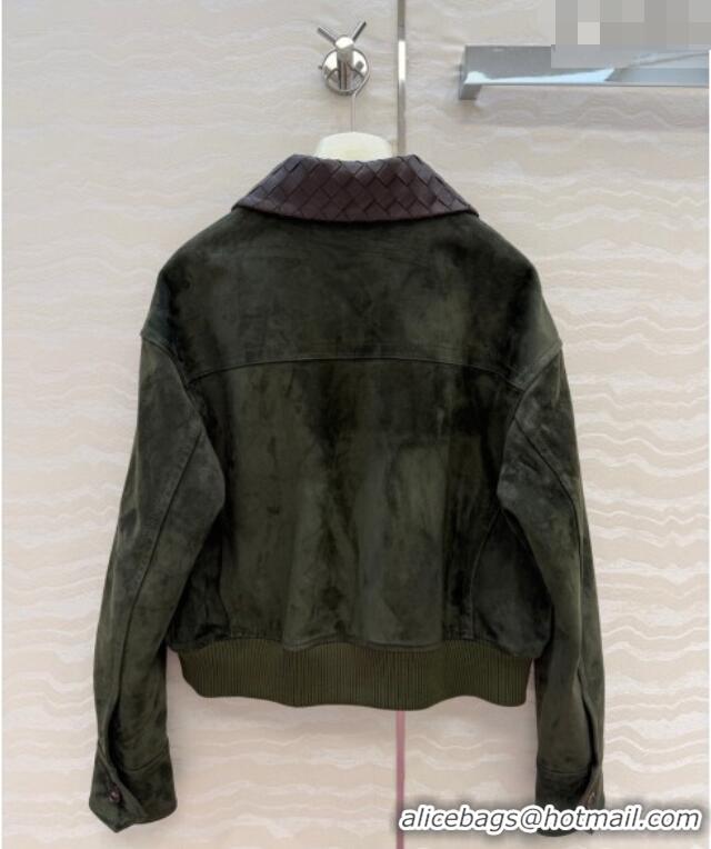 Chic Discount Bottega Veneta Suede Lambskin Leather Jacket BV032504 Green 2026