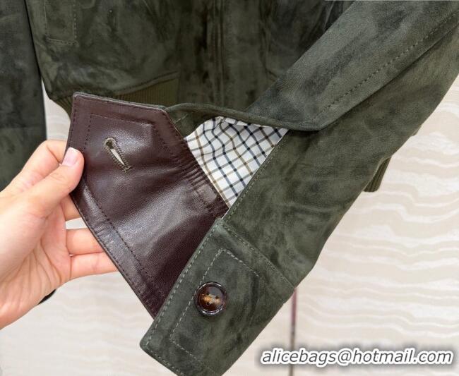 Chic Discount Bottega Veneta Suede Lambskin Leather Jacket BV032504 Green 2026