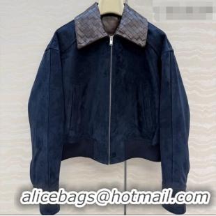 Good Taste Bottega Veneta Suede Lambskin Leather Jacket BV032504 Blue 2026
