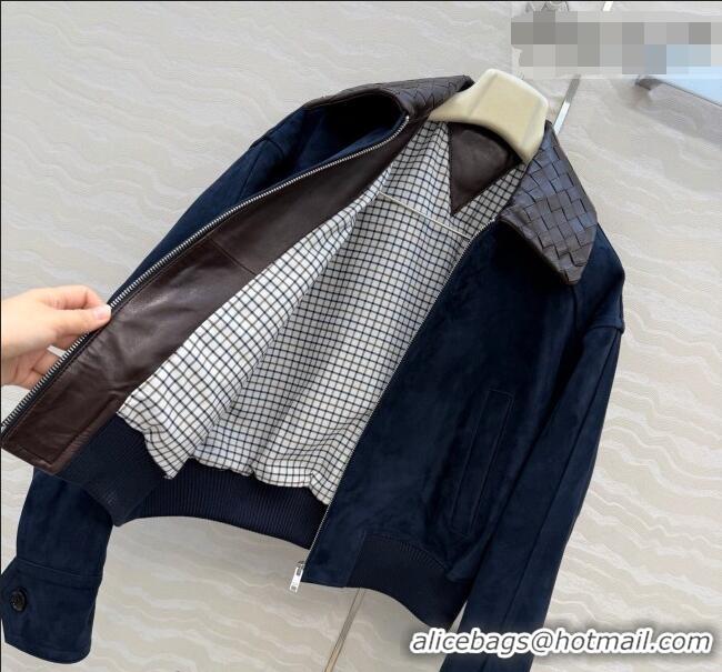 Good Taste Bottega Veneta Suede Lambskin Leather Jacket BV032504 Blue 2026