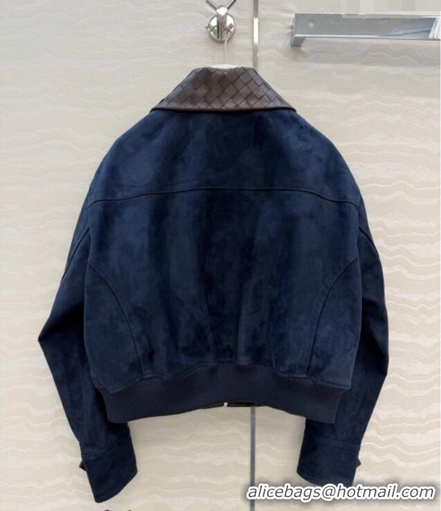 Good Taste Bottega Veneta Suede Lambskin Leather Jacket BV032504 Blue 2026