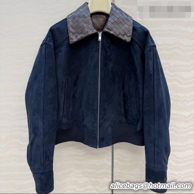 Good Taste Bottega Veneta Suede Lambskin Leather Jacket BV032504 Blue 2026