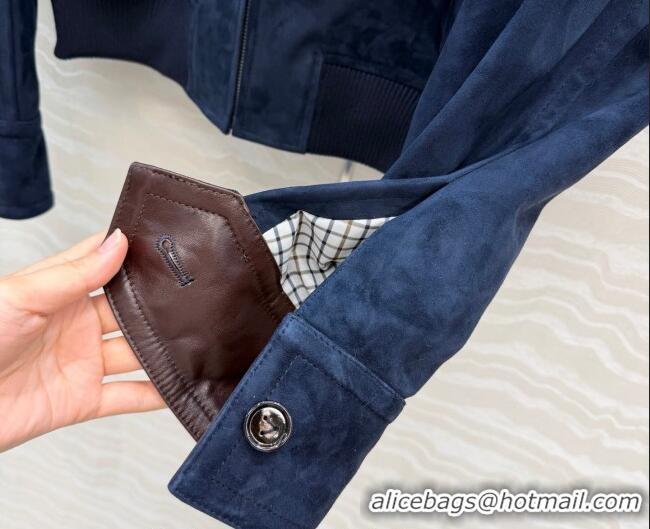 Good Taste Bottega Veneta Suede Lambskin Leather Jacket BV032504 Blue 2026