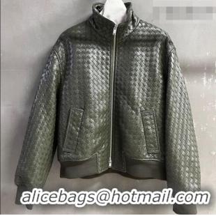 Market Sells Bottega Veneta Intrecciato Lambskin Leather Jacket BV042301 Green 2026