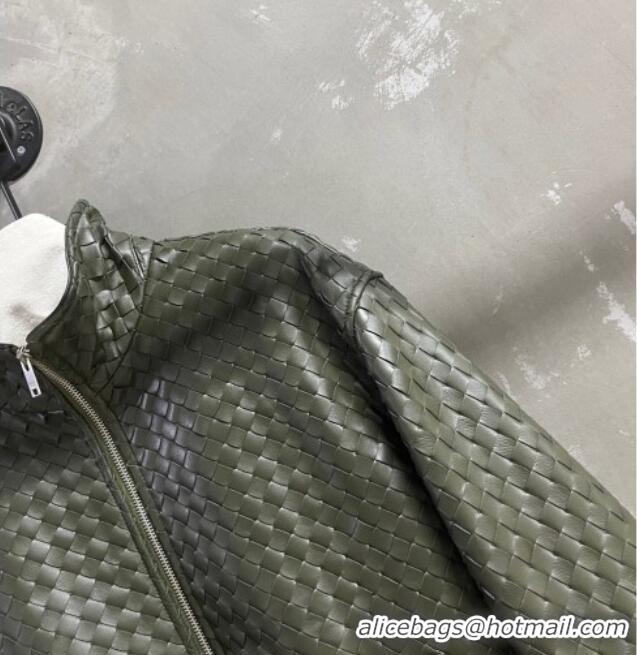 Market Sells Bottega Veneta Intrecciato Lambskin Leather Jacket BV042301 Green 2026