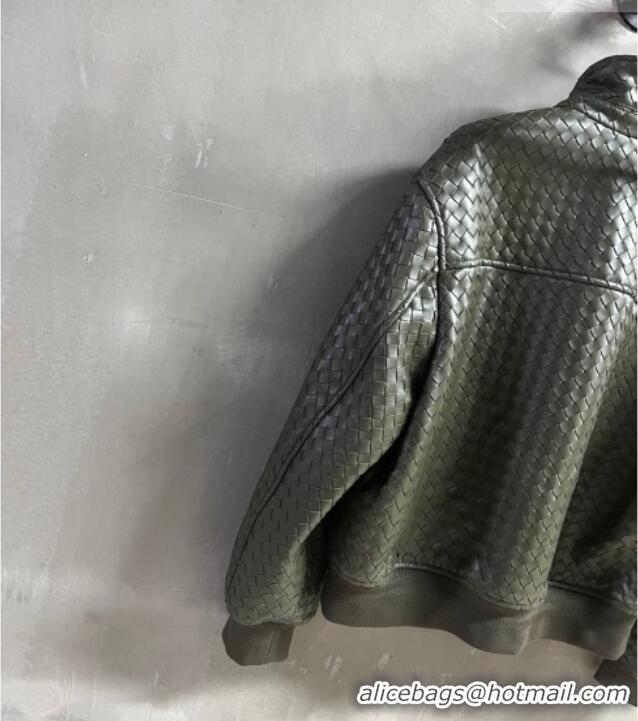Market Sells Bottega Veneta Intrecciato Lambskin Leather Jacket BV042301 Green 2026