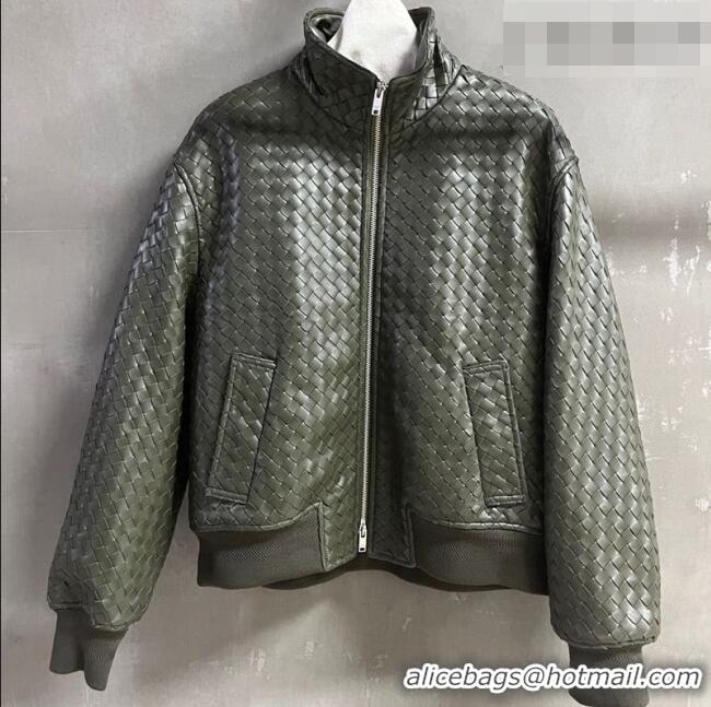 Market Sells Bottega Veneta Intrecciato Lambskin Leather Jacket BV042301 Green 2026