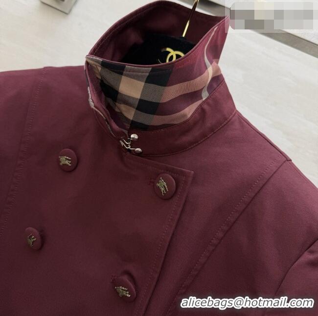 Top Quality Burberry Short Trench Coat B081348 Burgundy 2026