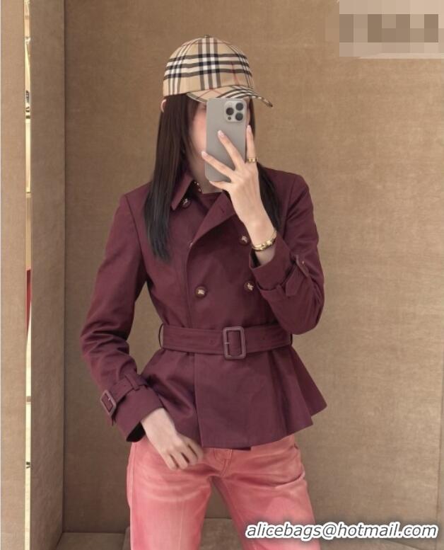 Top Quality Burberry Short Trench Coat B081348 Burgundy 2026