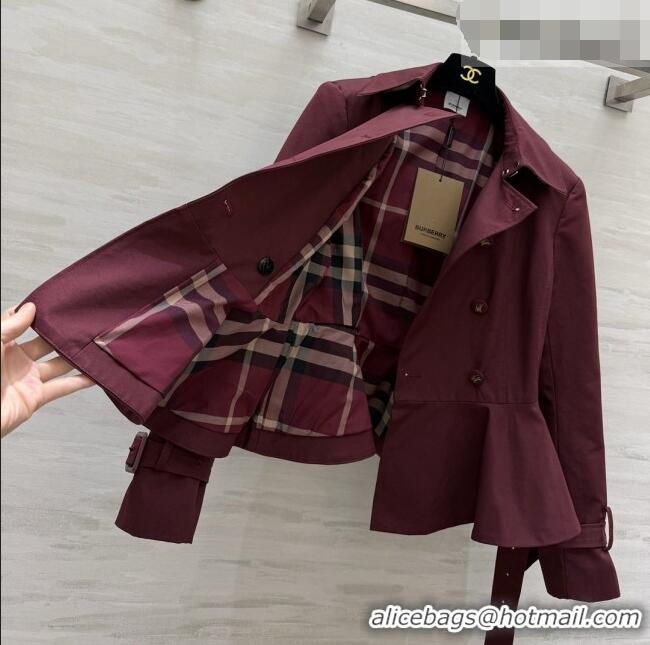 Top Quality Burberry Short Trench Coat B081348 Burgundy 2026