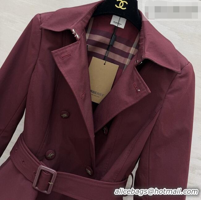 Top Quality Burberry Short Trench Coat B081348 Burgundy 2026