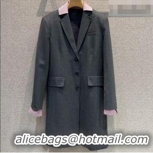 Reasonable Price Discount Miu Miu Wool Coat 0421 Grey/Pink 2026