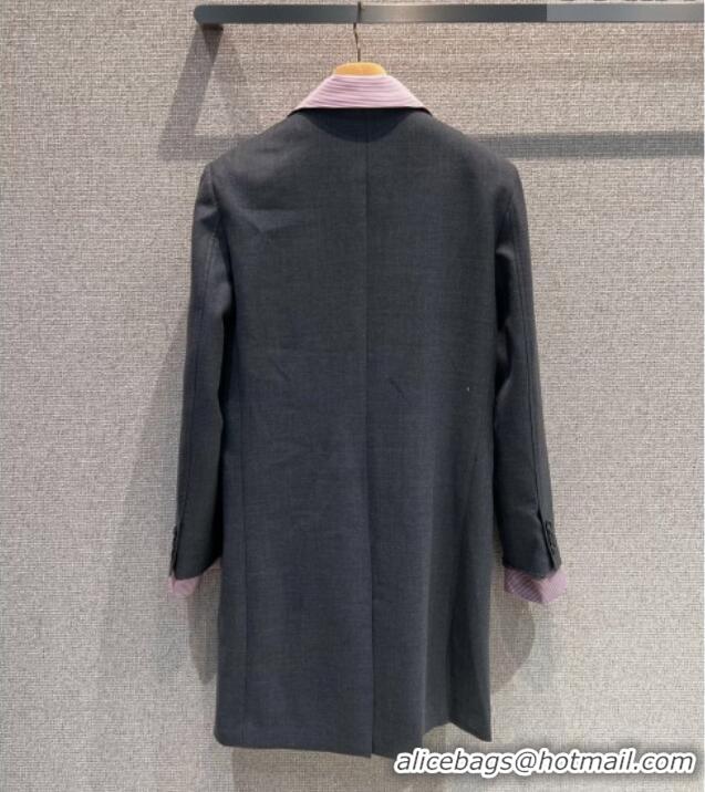 Reasonable Price Discount Miu Miu Wool Coat 0421 Grey/Pink 2026