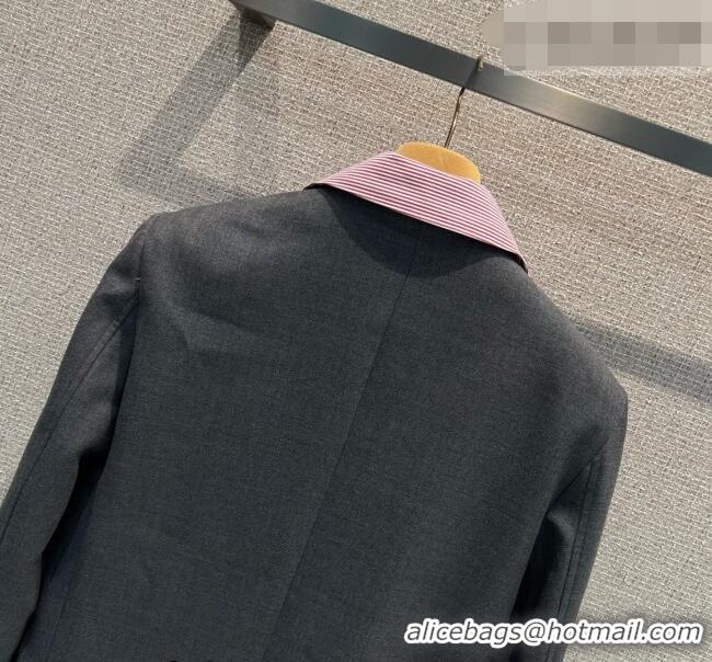Reasonable Price Discount Miu Miu Wool Coat 0421 Grey/Pink 2026