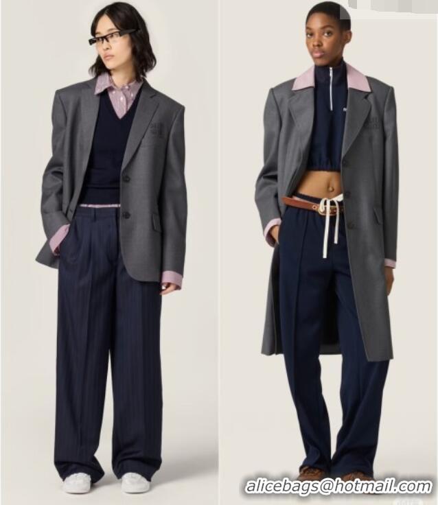 Reasonable Price Discount Miu Miu Wool Coat 0421 Grey/Pink 2026