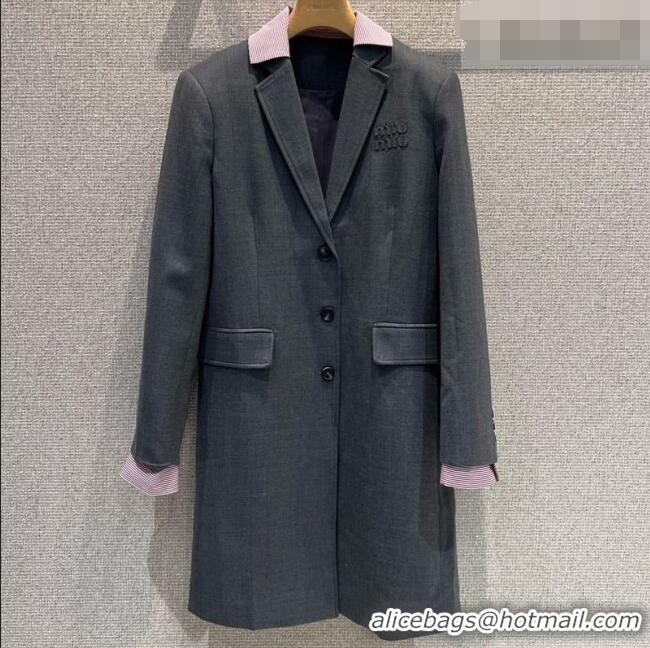 Reasonable Price Discount Miu Miu Wool Coat 0421 Grey/Pink 2026