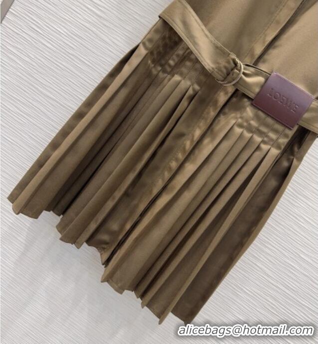 Luxury Discount Loewe Pleated Dress LW032404 Khaki 2026