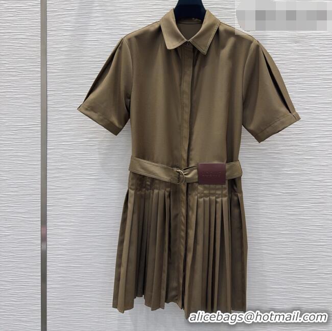 Luxury Discount Loewe Pleated Dress LW032404 Khaki 2026