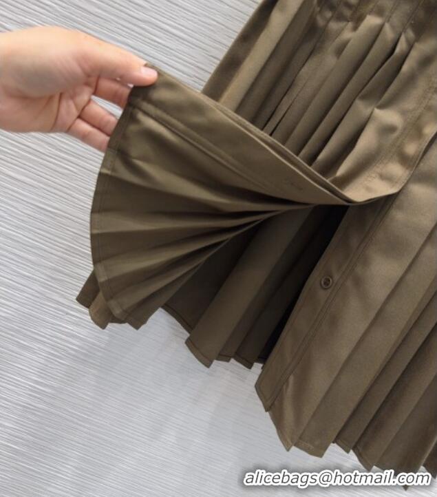 Luxury Discount Loewe Pleated Dress LW032404 Khaki 2026