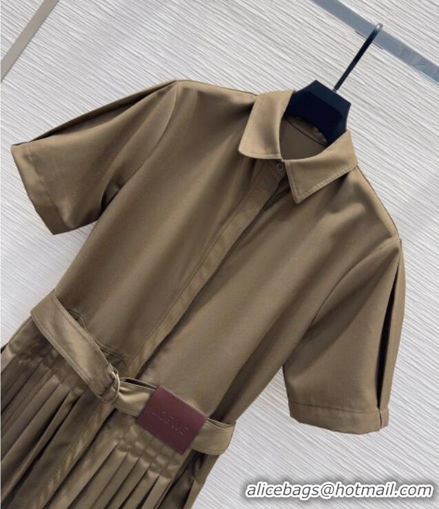 Luxury Discount Loewe Pleated Dress LW032404 Khaki 2026
