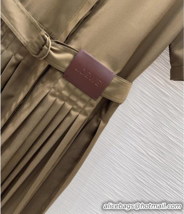 Luxury Discount Loewe Pleated Dress LW032404 Khaki 2026