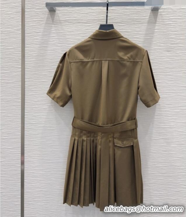 Luxury Discount Loewe Pleated Dress LW032404 Khaki 2026