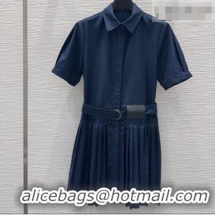 Famous Brand Loewe Pleated Dress LW032404 Dark Blue 2026