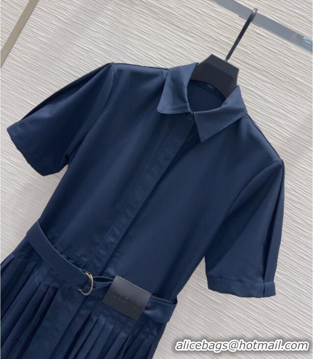 Famous Brand Loewe Pleated Dress LW032404 Dark Blue 2026