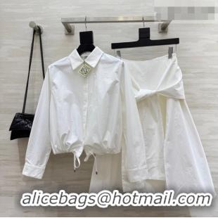 Buy Discount Loewe Shirt and Skirt Set LW042301 White 2026