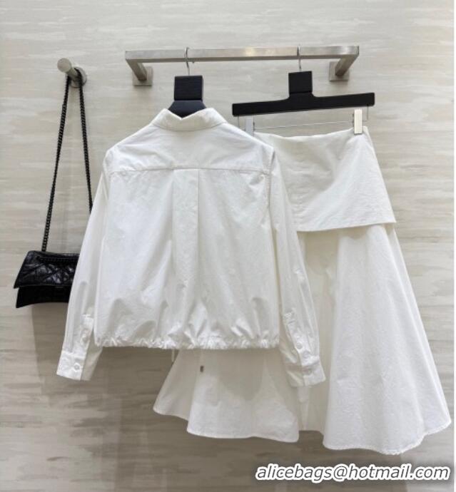 Buy Discount Loewe Shirt and Skirt Set LW042301 White 2026