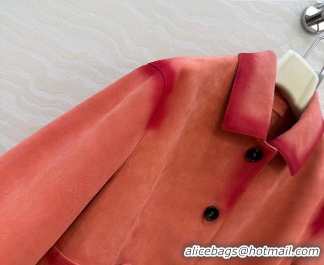 Traditional Discount Loewe Suede Lambskin Jacket LW042318 Pink 2026