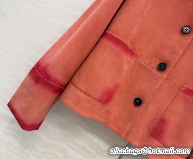 Traditional Discount Loewe Suede Lambskin Jacket LW042318 Pink 2026