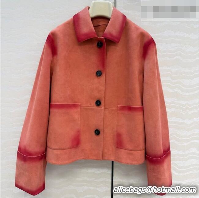 Traditional Discount Loewe Suede Lambskin Jacket LW042318 Pink 2026