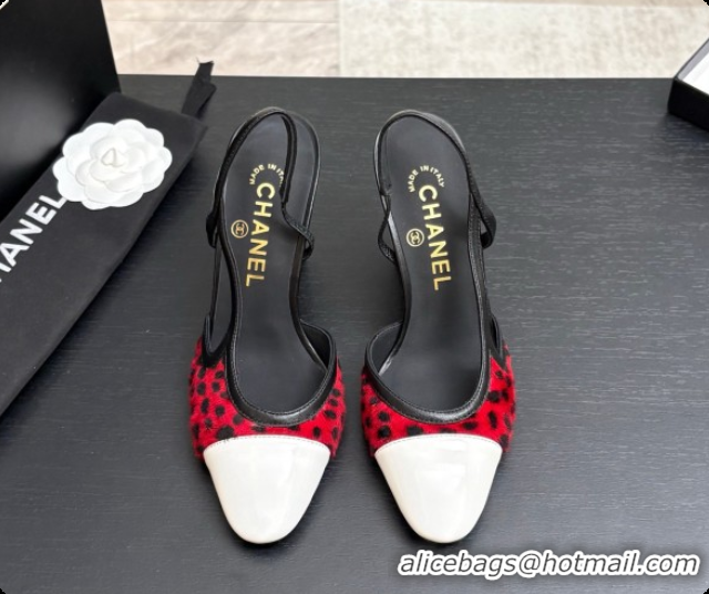 Charming Chanel Mixed Fibers & Patent Leather Slingbacks Pump CH072717 Red 2026