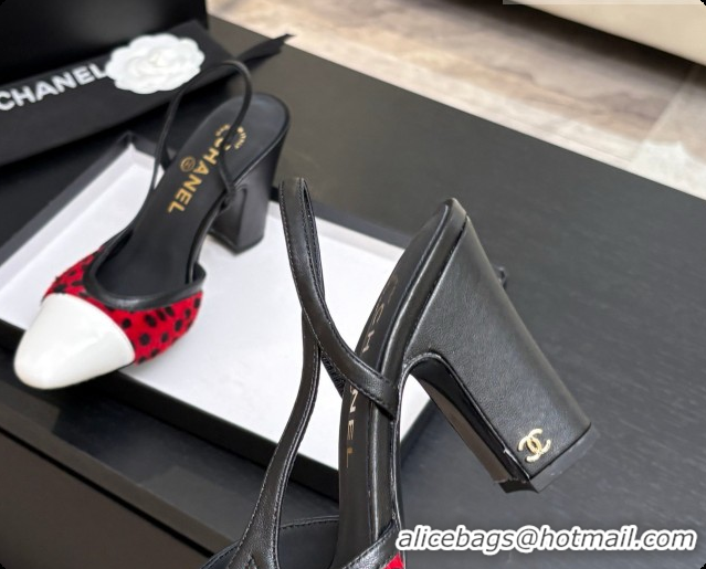 Charming Chanel Mixed Fibers & Patent Leather Slingbacks Pump CH072717 Red 2026