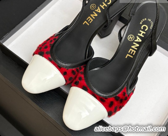 Charming Chanel Mixed Fibers & Patent Leather Slingbacks Pump CH072717 Red 2026