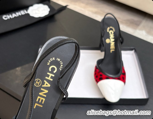 Charming Chanel Mixed Fibers & Patent Leather Slingbacks Pump CH072717 Red 2026