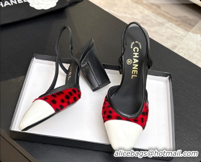 Charming Chanel Mixed Fibers & Patent Leather Slingbacks Pump CH072717 Red 2026