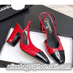 Good Product Chanel Crocodile Pattern Calfskin & Patent Leather Slingbacks Pump CH072720 Red 2026