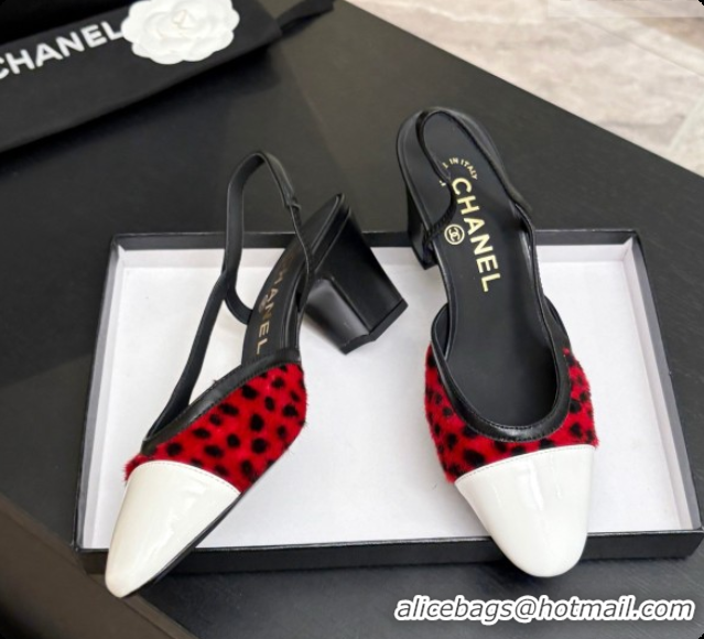 Buy Luxury Chanel Mixed Fibers & Patent Leather Slingbacks Pump 6.5cm Heel CH072725 Red 2026