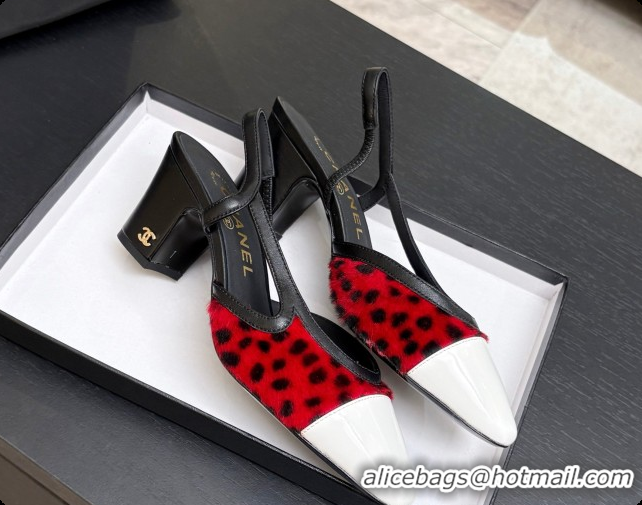 Buy Luxury Chanel Mixed Fibers & Patent Leather Slingbacks Pump 6.5cm Heel CH072725 Red 2026