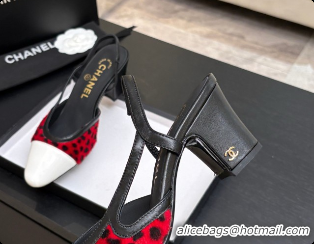 Buy Luxury Chanel Mixed Fibers & Patent Leather Slingbacks Pump 6.5cm Heel CH072725 Red 2026