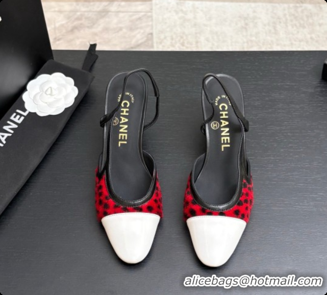 Buy Luxury Chanel Mixed Fibers & Patent Leather Slingbacks Pump 6.5cm Heel CH072725 Red 2026