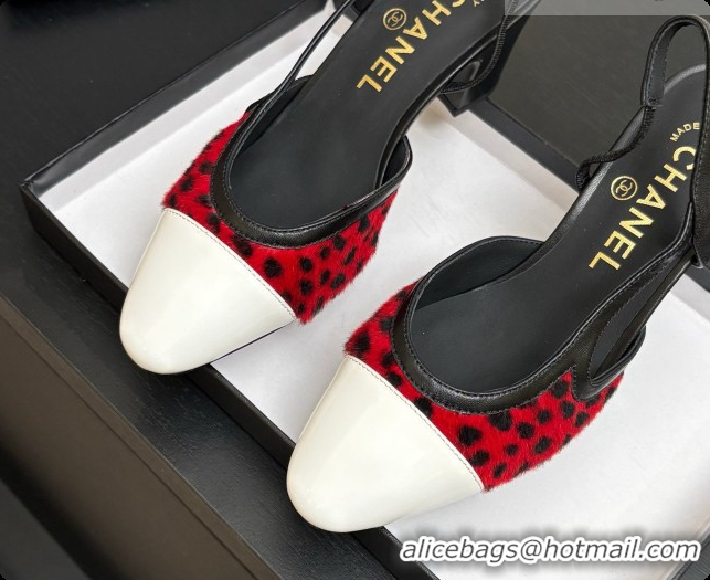 Buy Luxury Chanel Mixed Fibers & Patent Leather Slingbacks Pump 6.5cm Heel CH072725 Red 2026