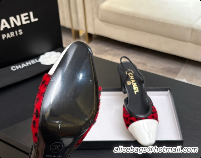 Buy Luxury Chanel Mixed Fibers & Patent Leather Slingbacks Pump 6.5cm Heel CH072725 Red 2026