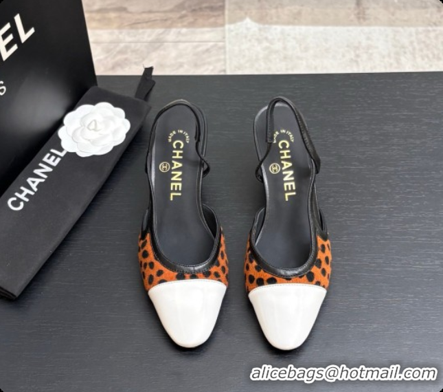 Top Design Chanel Mixed Fibers & Patent Leather Slingbacks Pump 6.5cm Heel CH072726 Brown 2026