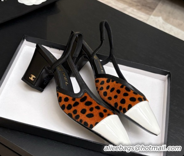 Top Design Chanel Mixed Fibers & Patent Leather Slingbacks Pump 6.5cm Heel CH072726 Brown 2026